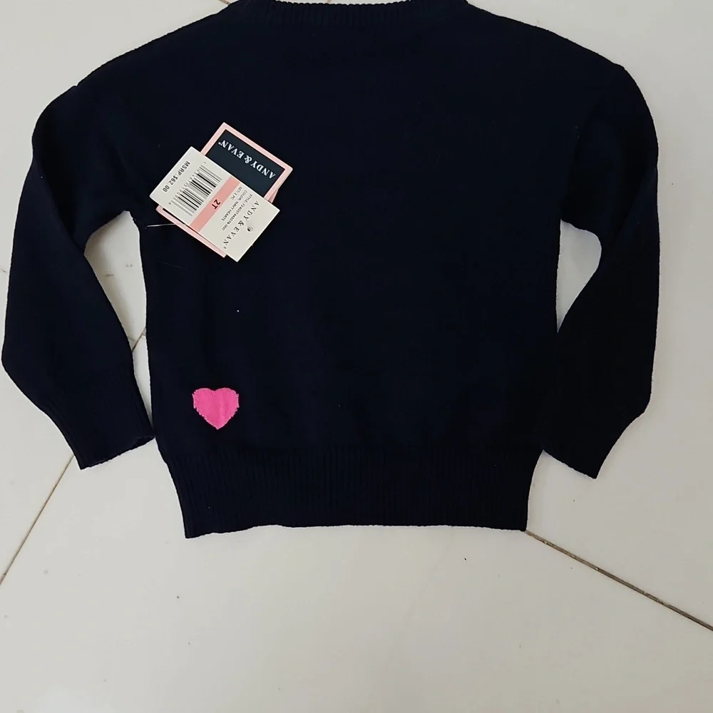 NWT Navy Heart Sweater and Pink Leggings Set By Andy‎ And Evan 2T